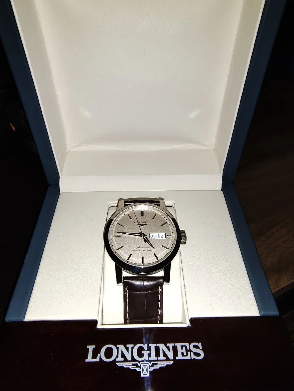 Longines Men's 1832 Heritage Beige Dial Watch with Brown Leather Strap 40mm